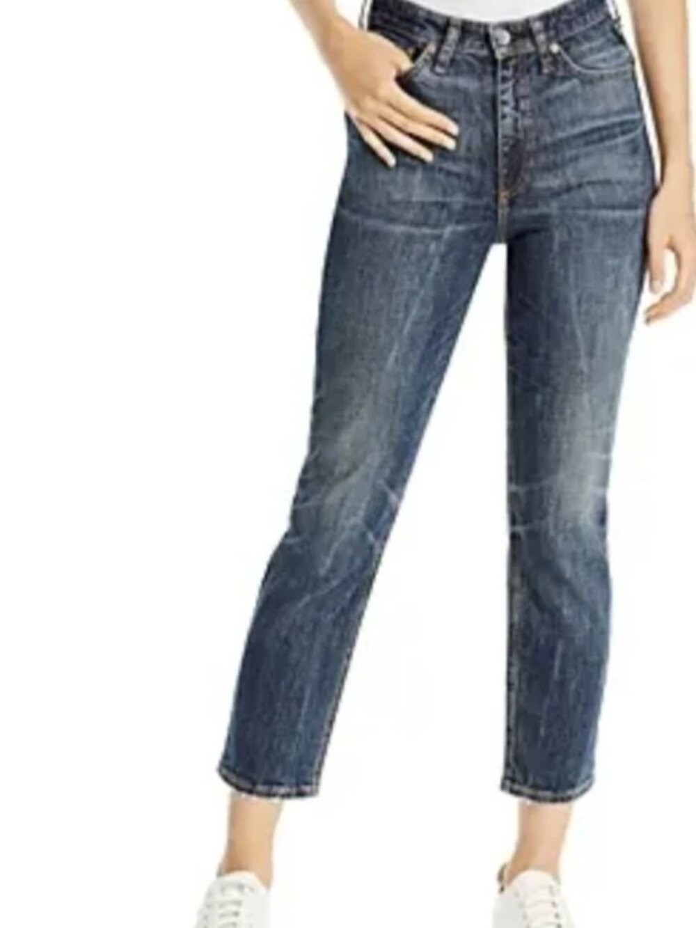 Rag & Bone Women's Size 25 High Rise Ankle Slim Straight Jeans Blue Stretch